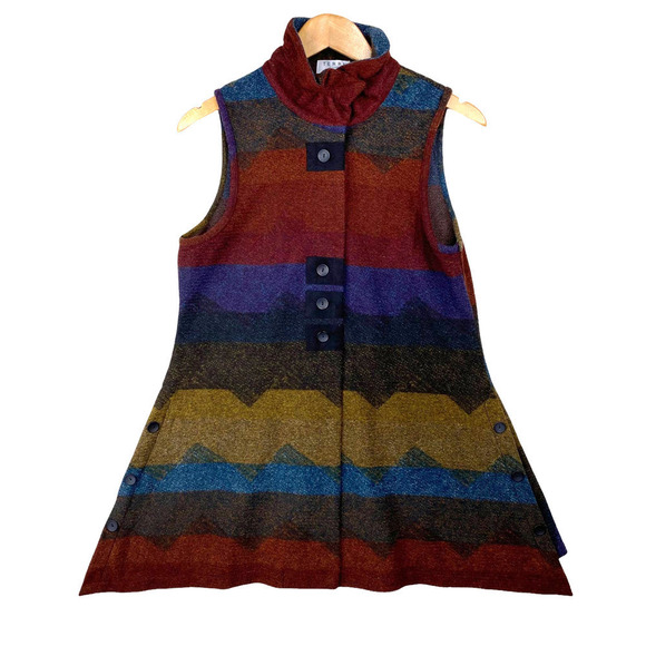 Terra SJ Apparel Striped Mock Neck Lightweight Multicolored Knit Button Tunic-S - Picture 1 of 4